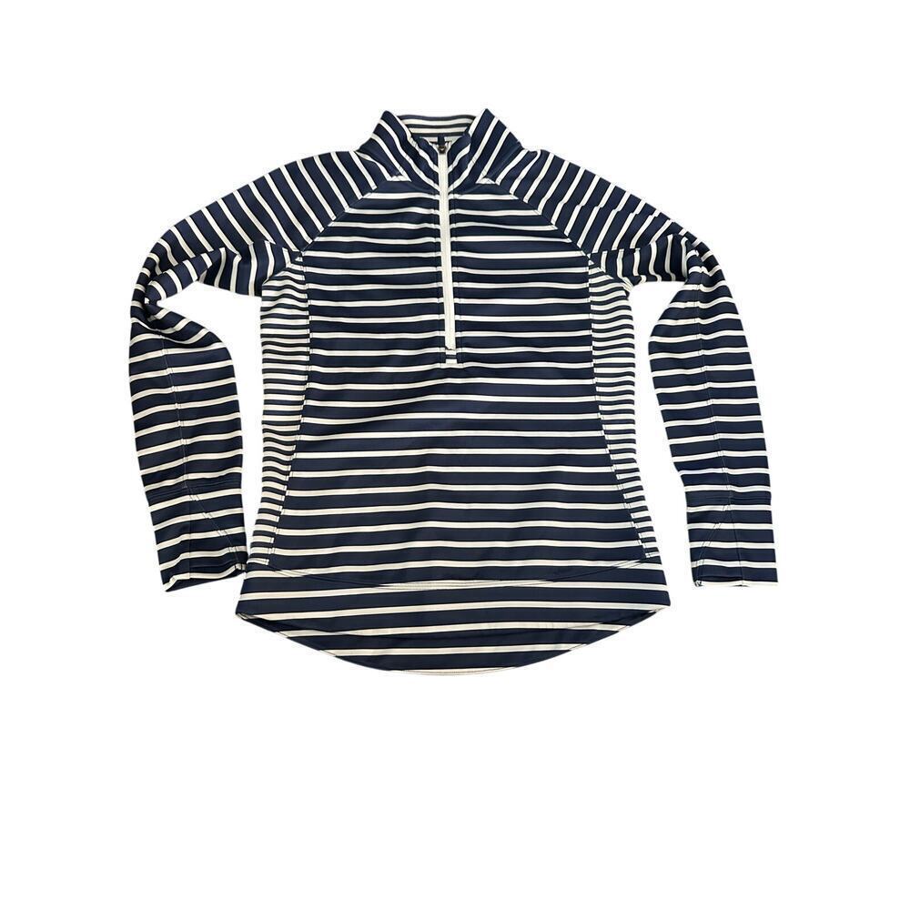 Vineyard Vines Performance Deep Bay Stripe Long Sleeve Half Zip Shirt Size S
